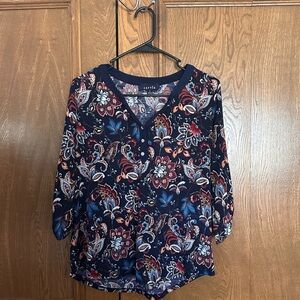 Women's Navy Floral Print Blouse